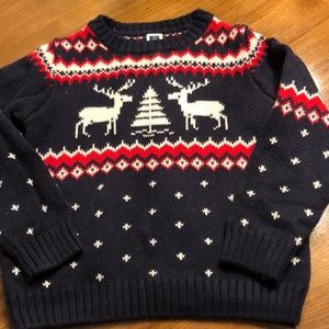 Janie and Jack winter toddler sweater. Navy blue, red and white. Size 3.